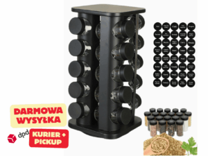 POJEMNIK ORGANIZER NA PRZYPRAWY kuchenny SZKLANE POJEMNIKI 20 szt NAKLEJKI