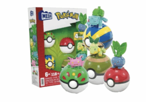 MEGA POKEMON KLOCKI 118 el ZESTAW 4 Pokemony Trawiaste + 4 Pokeballe